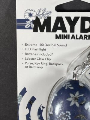 Mayday Mini Floral Blue Self Defense Keychain Personal Alarm Emerg Keyring